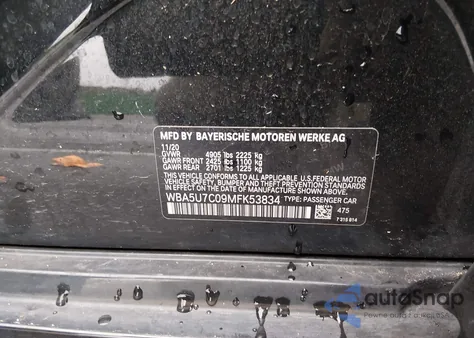 2021 BMW M340I from USA, damaged, VIN WBA5U7C09MFK53834